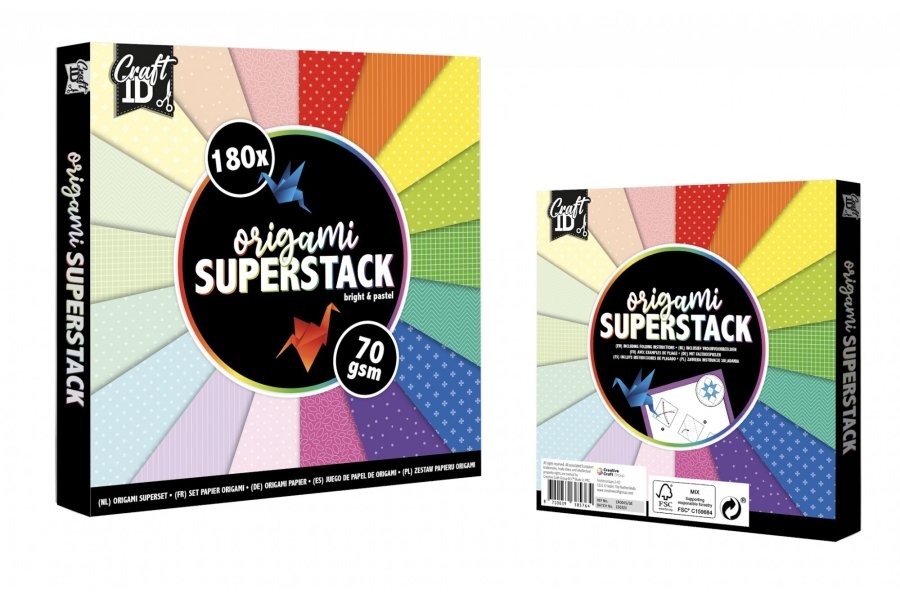 Origami Blok 15x15cm 180 ark. bright og pastel